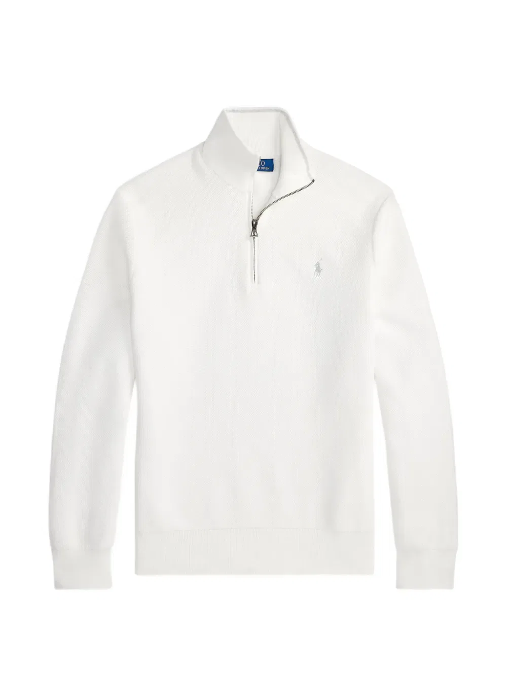 Свитер из сетчатой вязки с застежкой-молнией на четверть длины Polo Ralph Lauren, белый