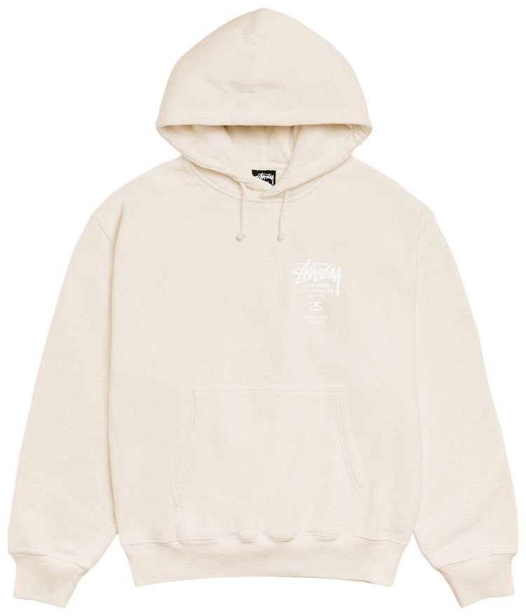 

Худи Stussy World Tour, окрашенное пигментом в цвет «Натуральный», кремовый