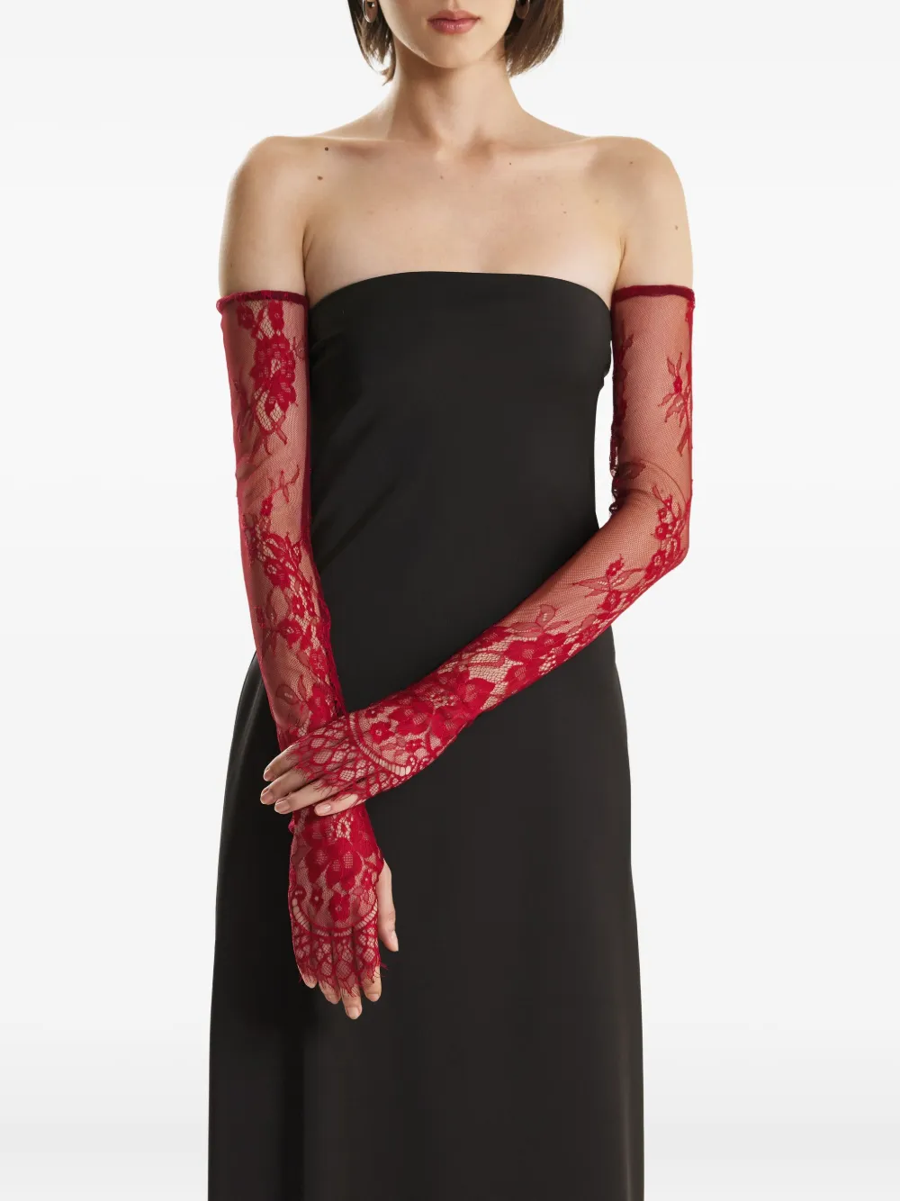 

Перчатки с кружевными цветами 2310 STUDIO, красный