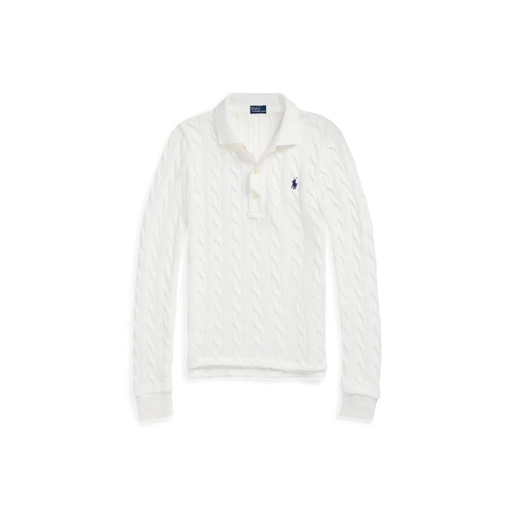 Топ-поло с кабельной вязкой Polo Ralph Lauren, White