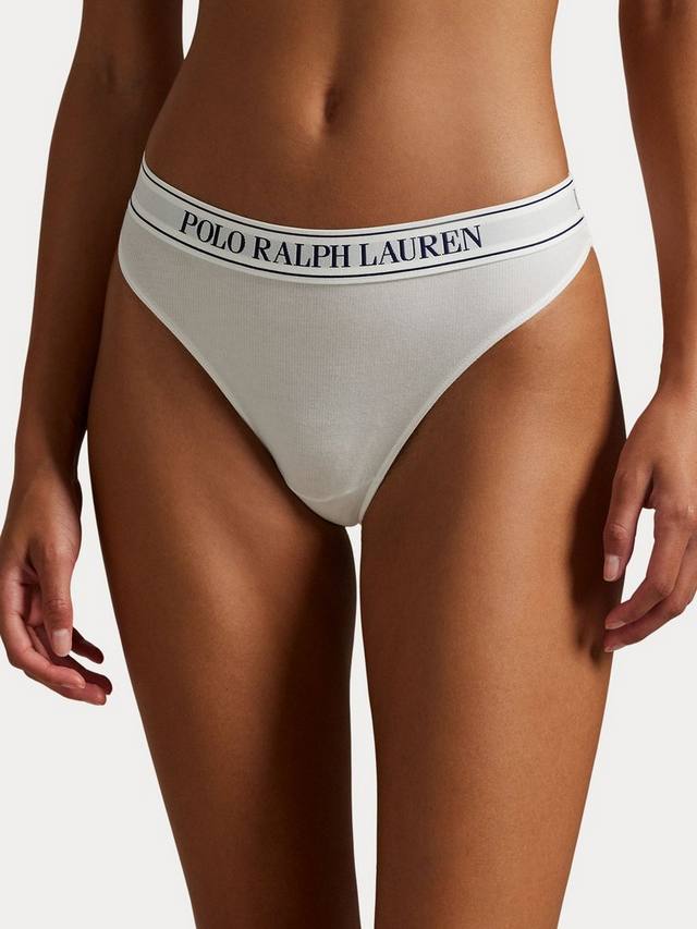 Polo Polo Essentials трусики-стринги с завышенной талией Ralph Lauren, White/Onyx/Navy — фото 4