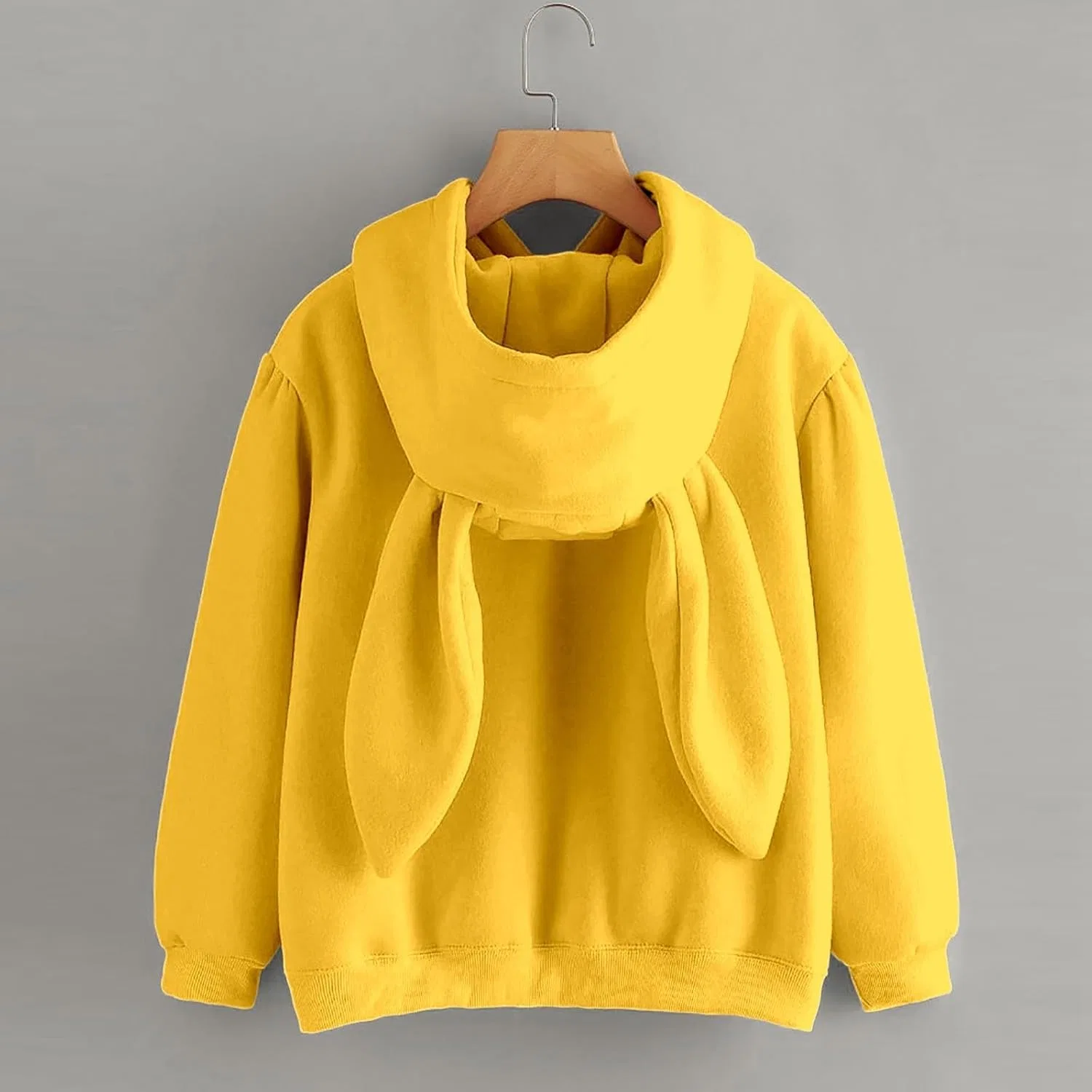 Женская худи с капюшоном и ушками кролика, анималистичный принт, Yellow — фото 3