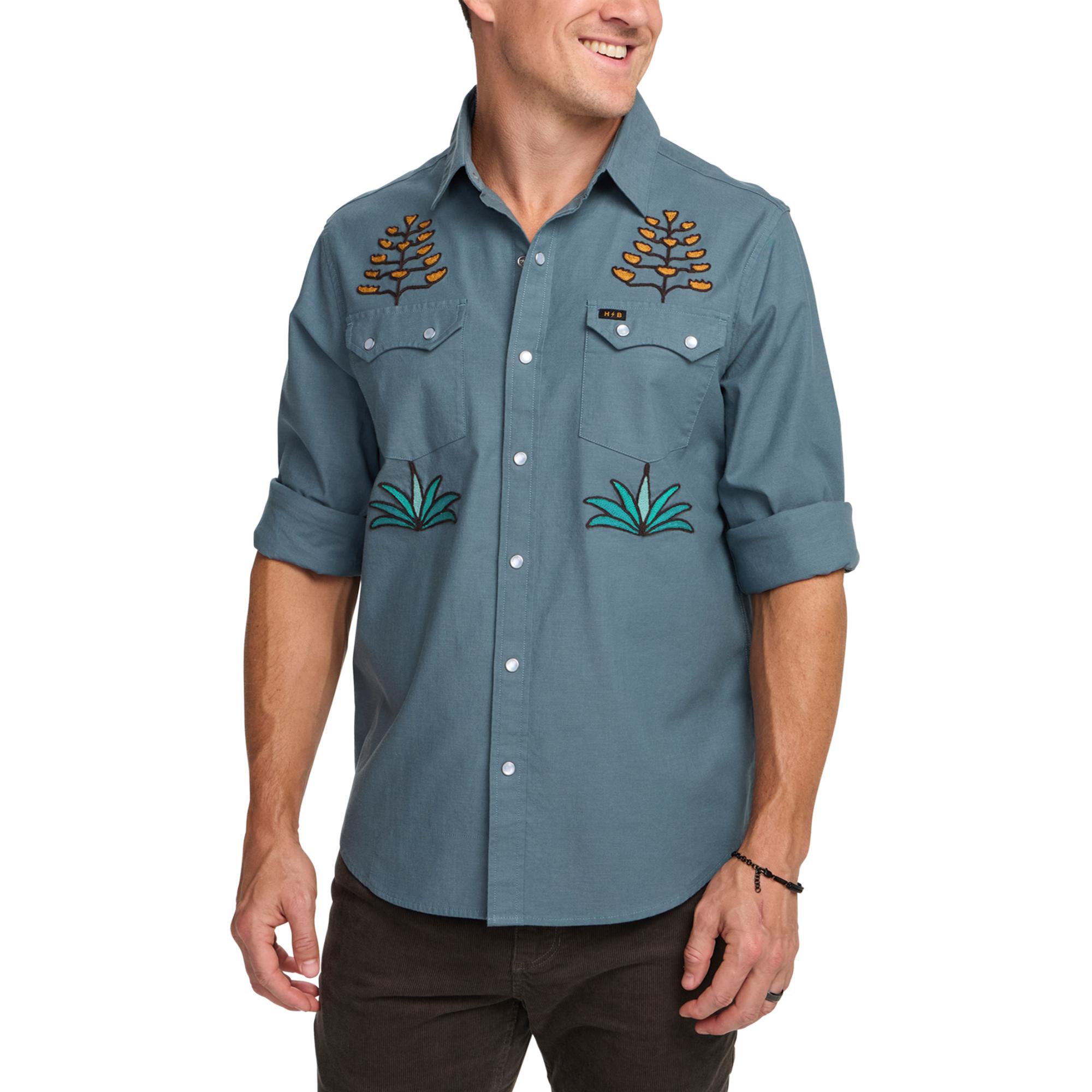 

Мужская рубашка с длинным рукавом Crosscut Deluxe Howler Brothers, Centuries/North Atlantic Blue