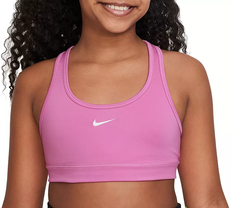 

Спортивный бюстгальтер Swoosh Nike Pro Dri-FIT для девочек, цвет Playful Pink