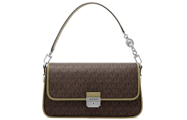 

MICHAEL KORS Сумка-багет MK из искусственной кожи для женщин, цвет olive green brown multicolor