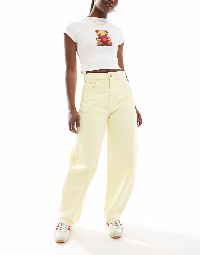 

Джинсы-бочонки ASOS DESIGN с высокой талией в заварном креме