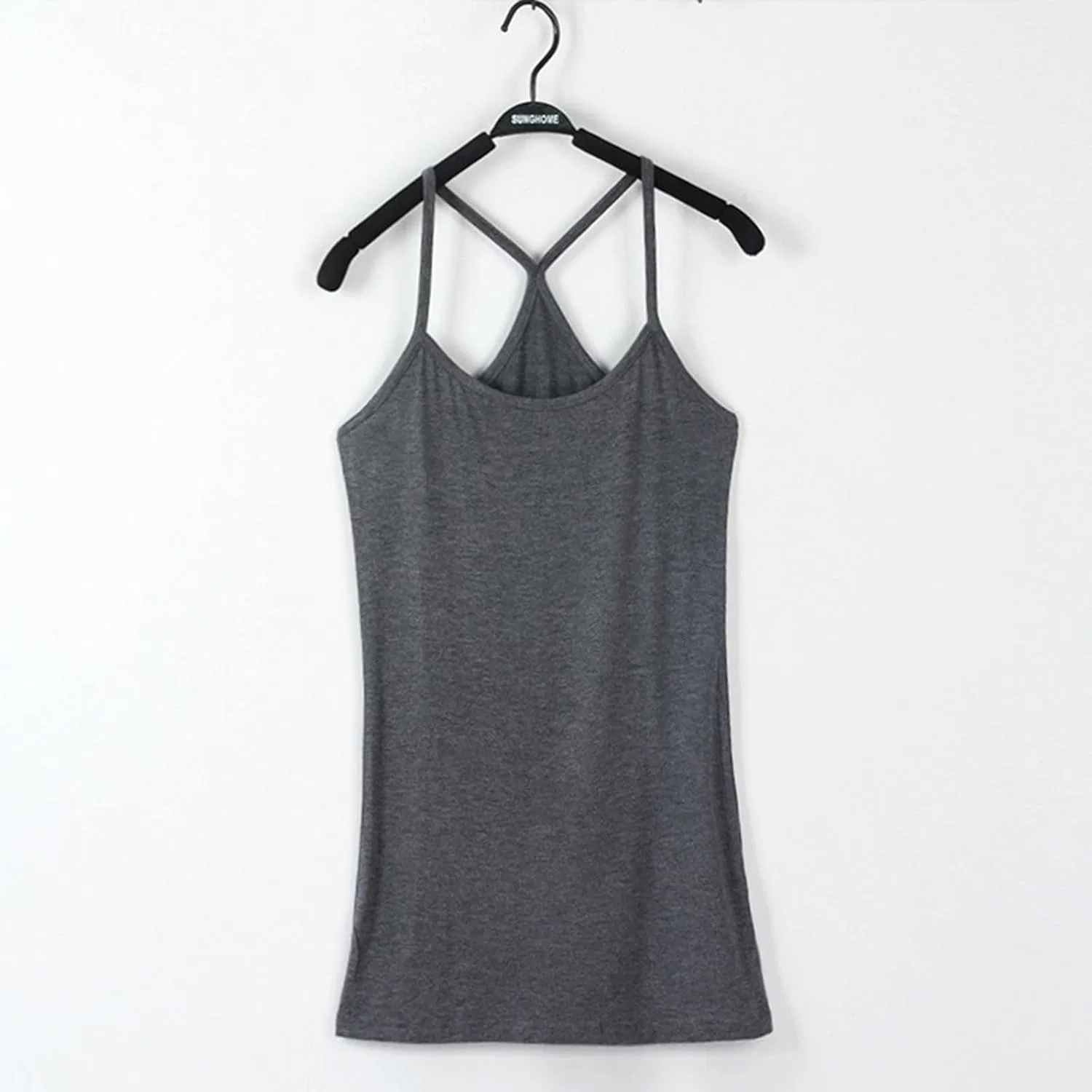 Женский топ на тонких бретелях, свободный, Athletic Tank Top, A01_dark Gray — фото 2
