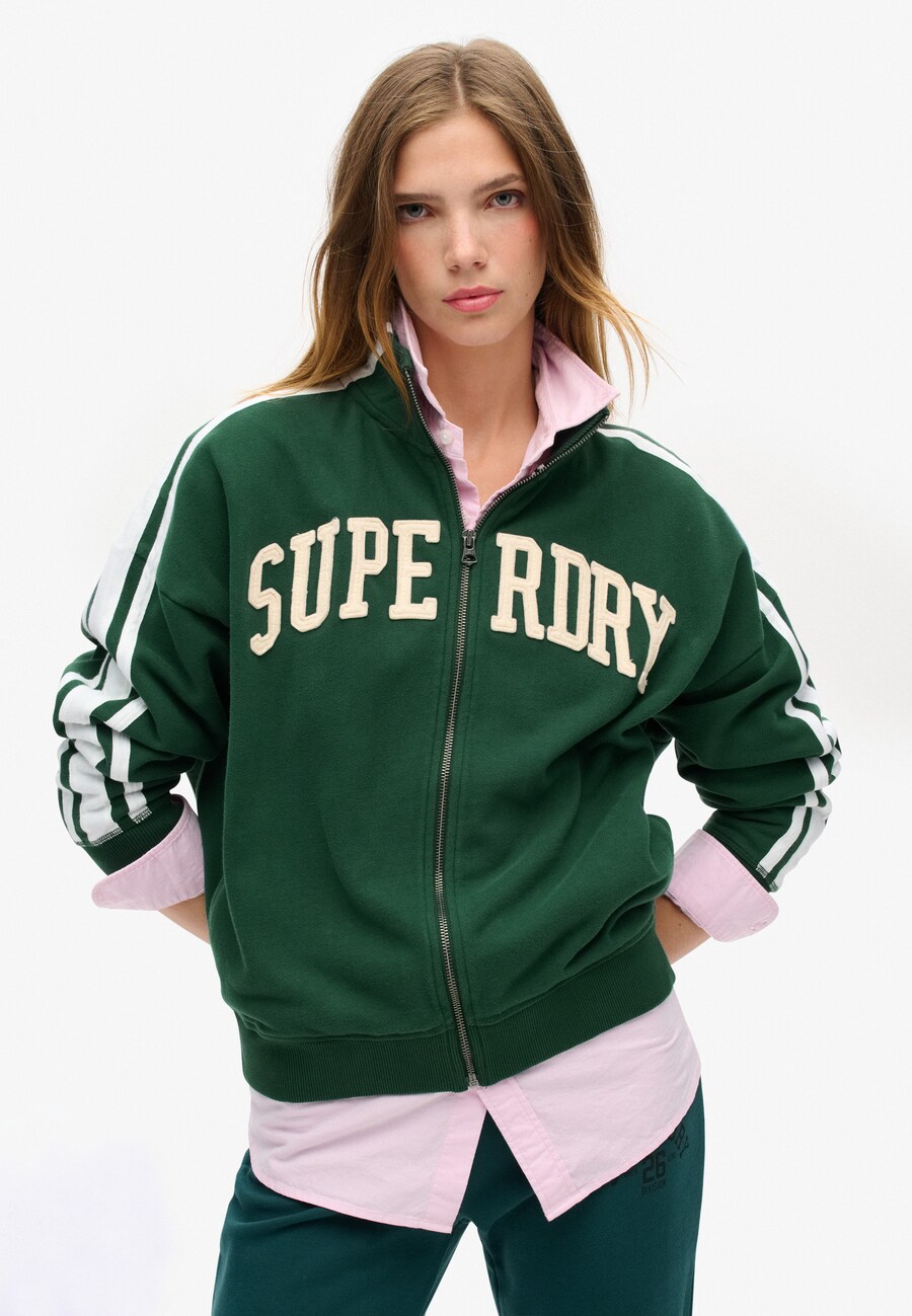 Толстовка с капюшоном на молнии Superdry, темно-зеленый — фото 2