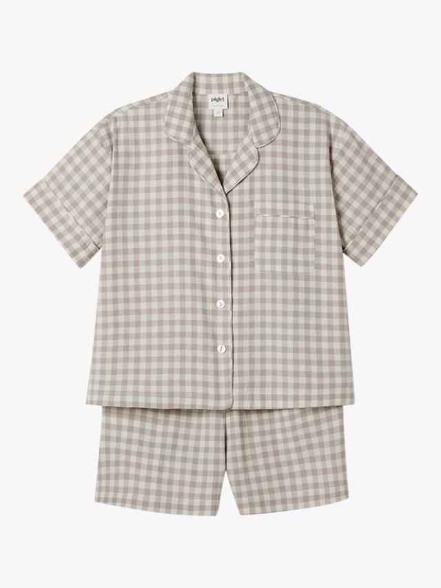 

Комплект пижамы шорты из смесового льна в клетку Piglet in Bed, Mushroom