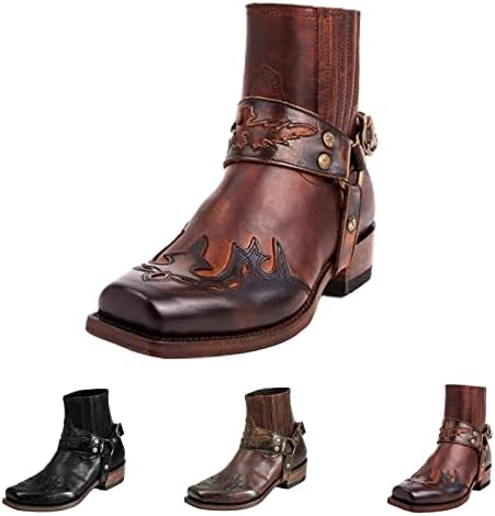 

Мужские ботинки AngryMonkey Chelsea в западном ковбойском стиле, вышитые, с винтажной пряжкой, массивным каблуком, модель Chukka на подъем, Brown