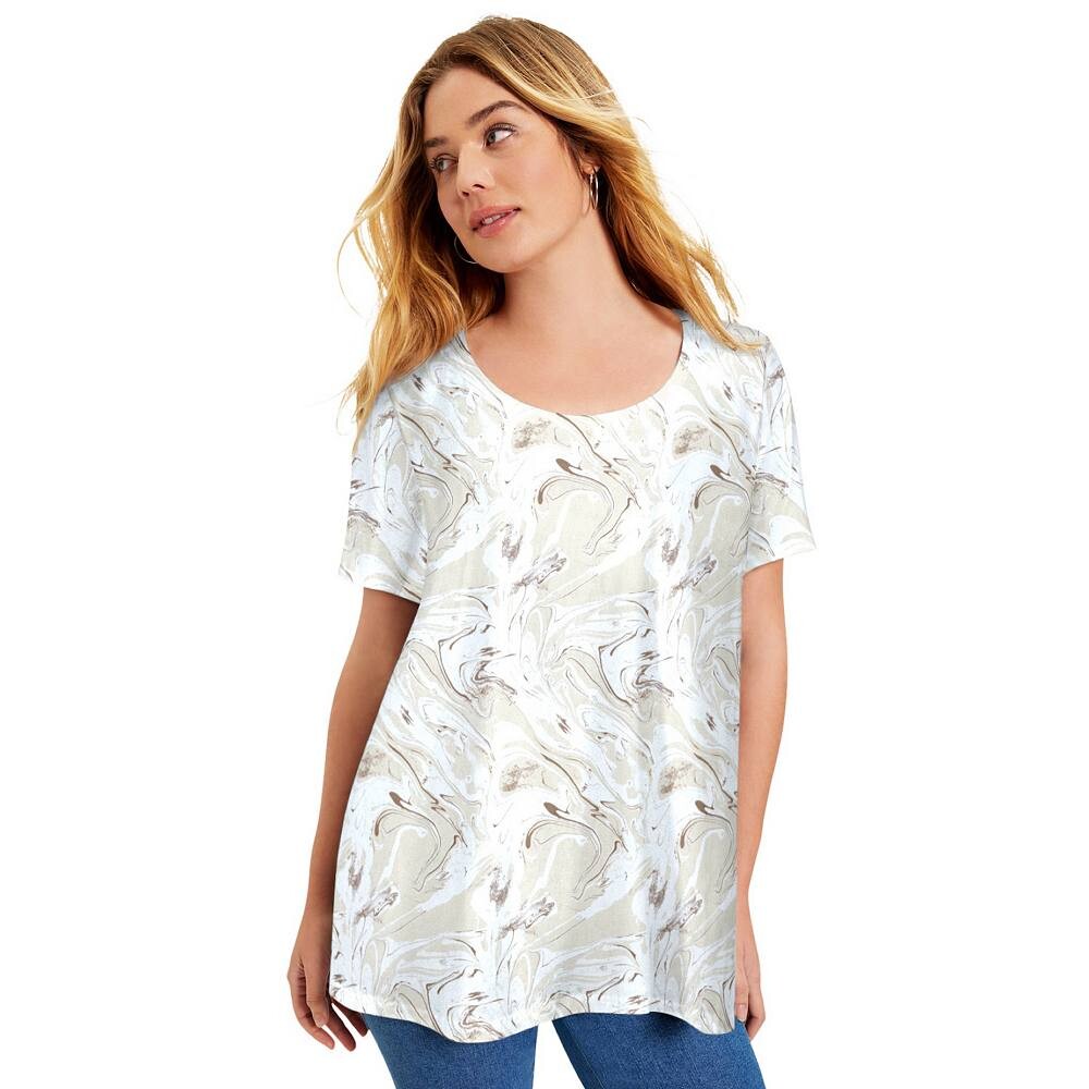 

Июнь + Vie, женская футболка больших размеров с короткими рукавами Swing One + Only Tee June+Vie, цвет Oatmeal Marble