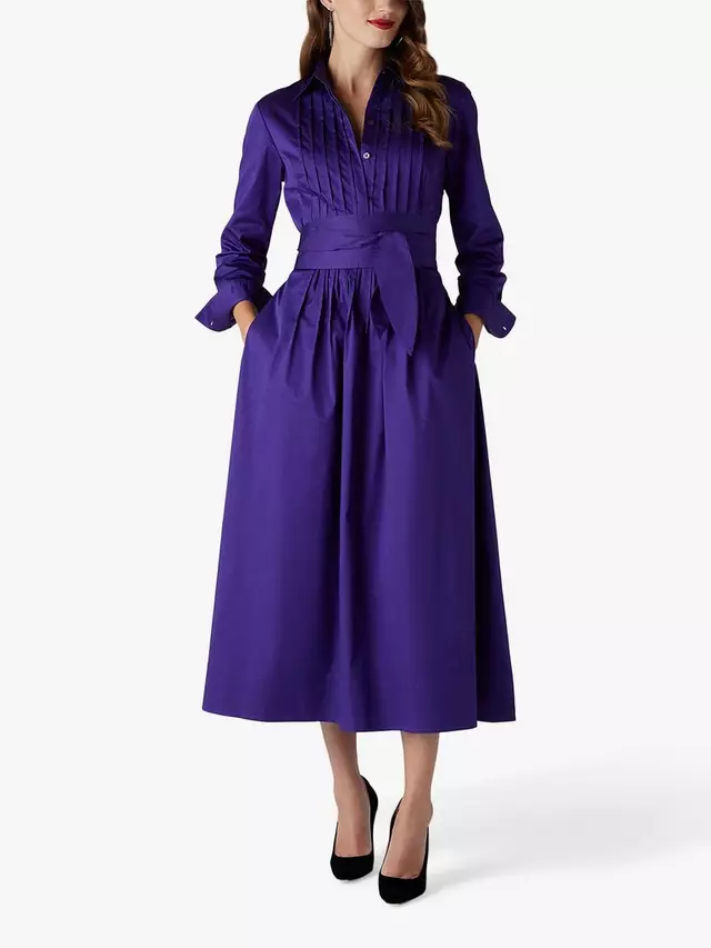 

Платье Jasper Conran London Emily Pintuck Full Skirt Midi Shirt, цвет mid/purple