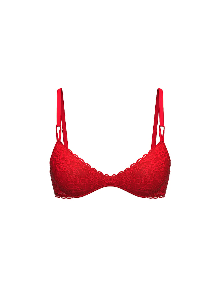Бюстгальтер Victoria'S Secret Sexy Tee Wireless Push-Up, красный/кружево
