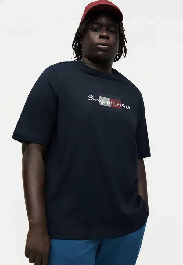 Футболка Tommy Hilfiger Script flag tee brand love print t-shirt, цвет пустынное небо — фото 4