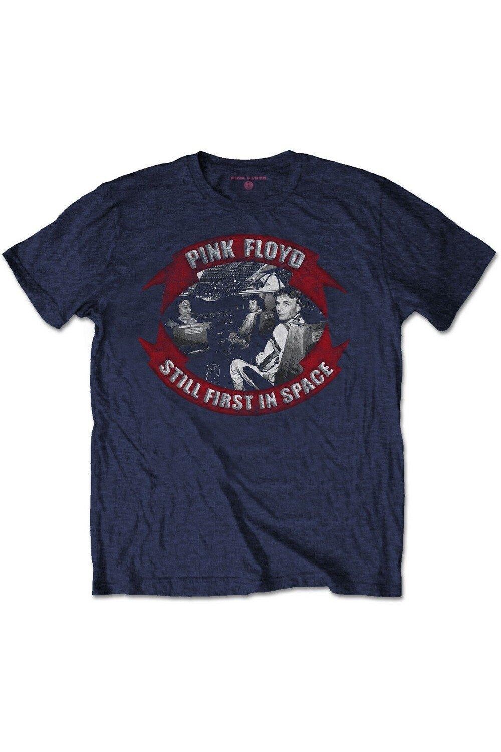 

Хлопковая футболка First In Space с виньеткой Pink Floyd, темно-синий