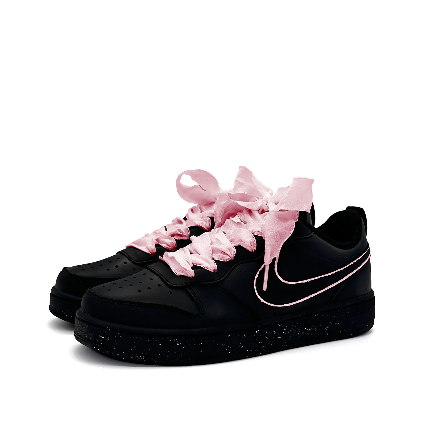 Nike Court Borough Pink Ink Teal Leather Slip Resistant Low top Kids' Skateboarding Shoes Black Pink Teenagers — фото 4