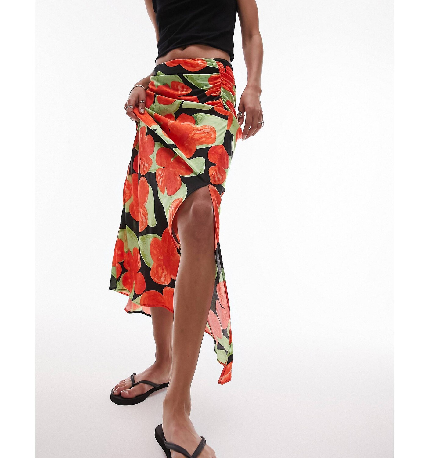 

Юбка Topshop Printed Side Split Maxi, красный