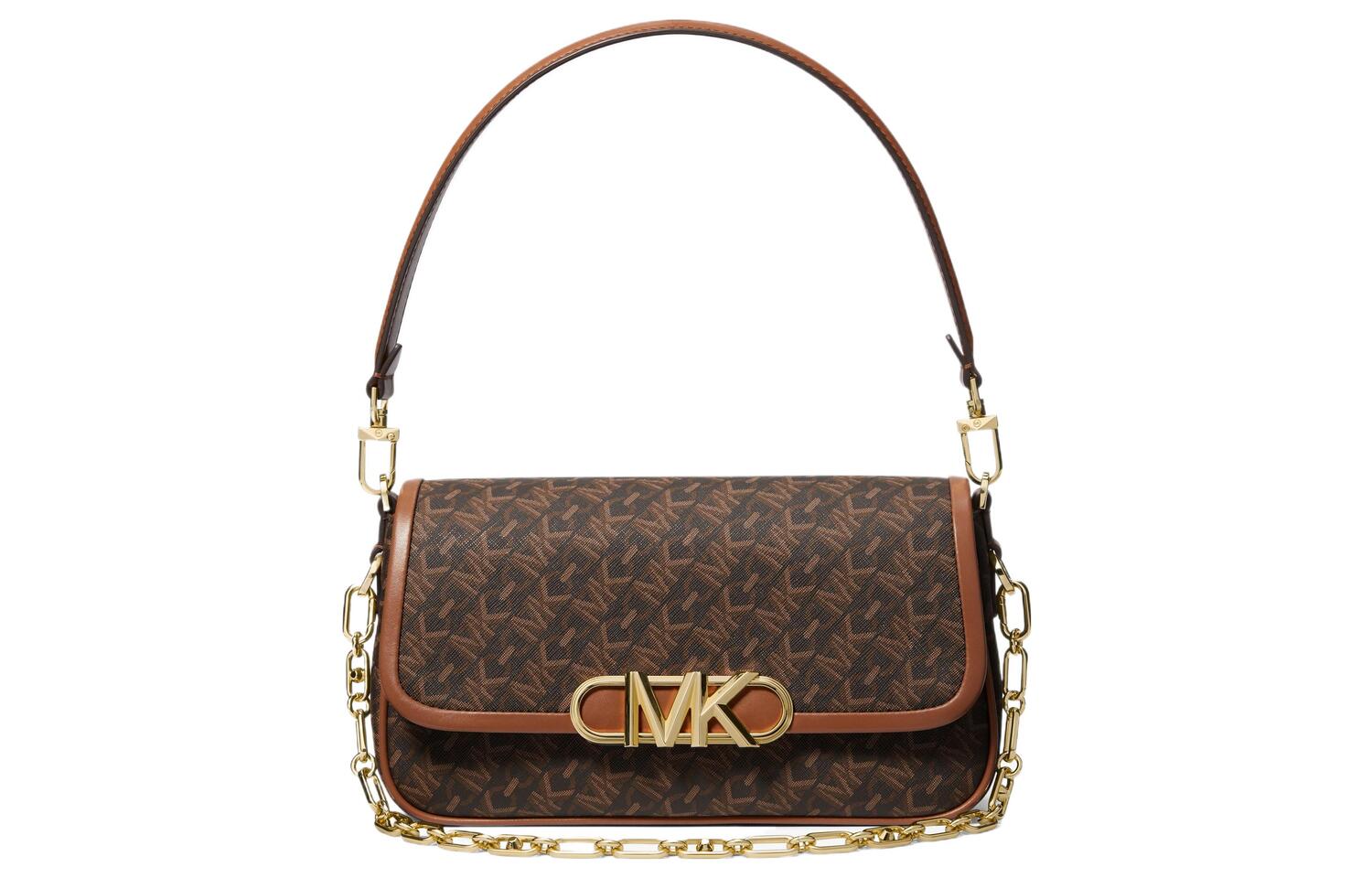 

MICHAEL KORS Паркер искусственная кожа женская сумка через плечо среднего размера коричневая и бежевая