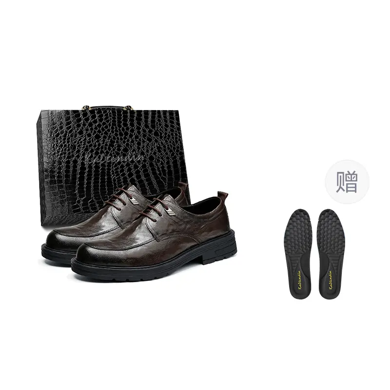 

Kaltendin Повседневные кожаные туфли мужские низкие черно-коричневые с кожаной коробкой и стелькой, цвет Brown Leather Box with Insole Included