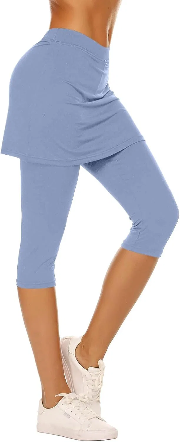 Женские капри с юбкой для йоги Generic, Light Blue