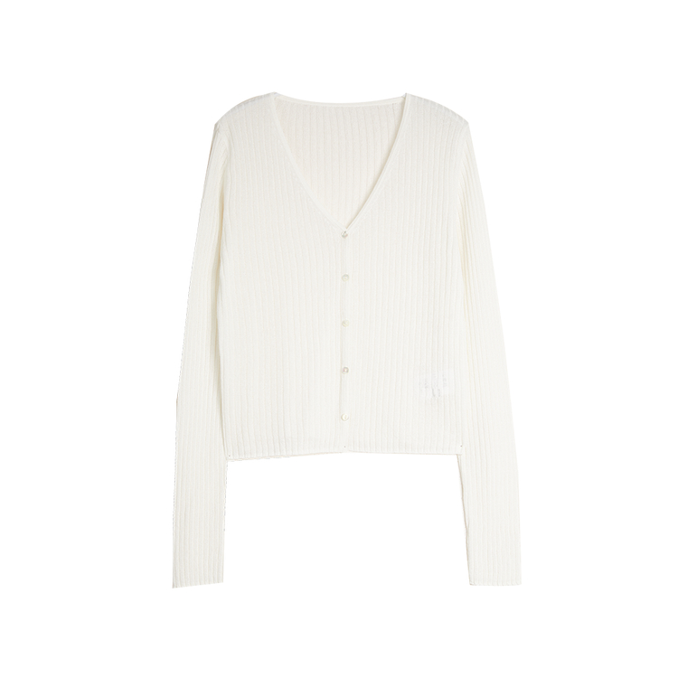 

Кардиган женский вязаный из легкой ткани с V-образным вырезом в стиле French Minimalist ELLE, белый