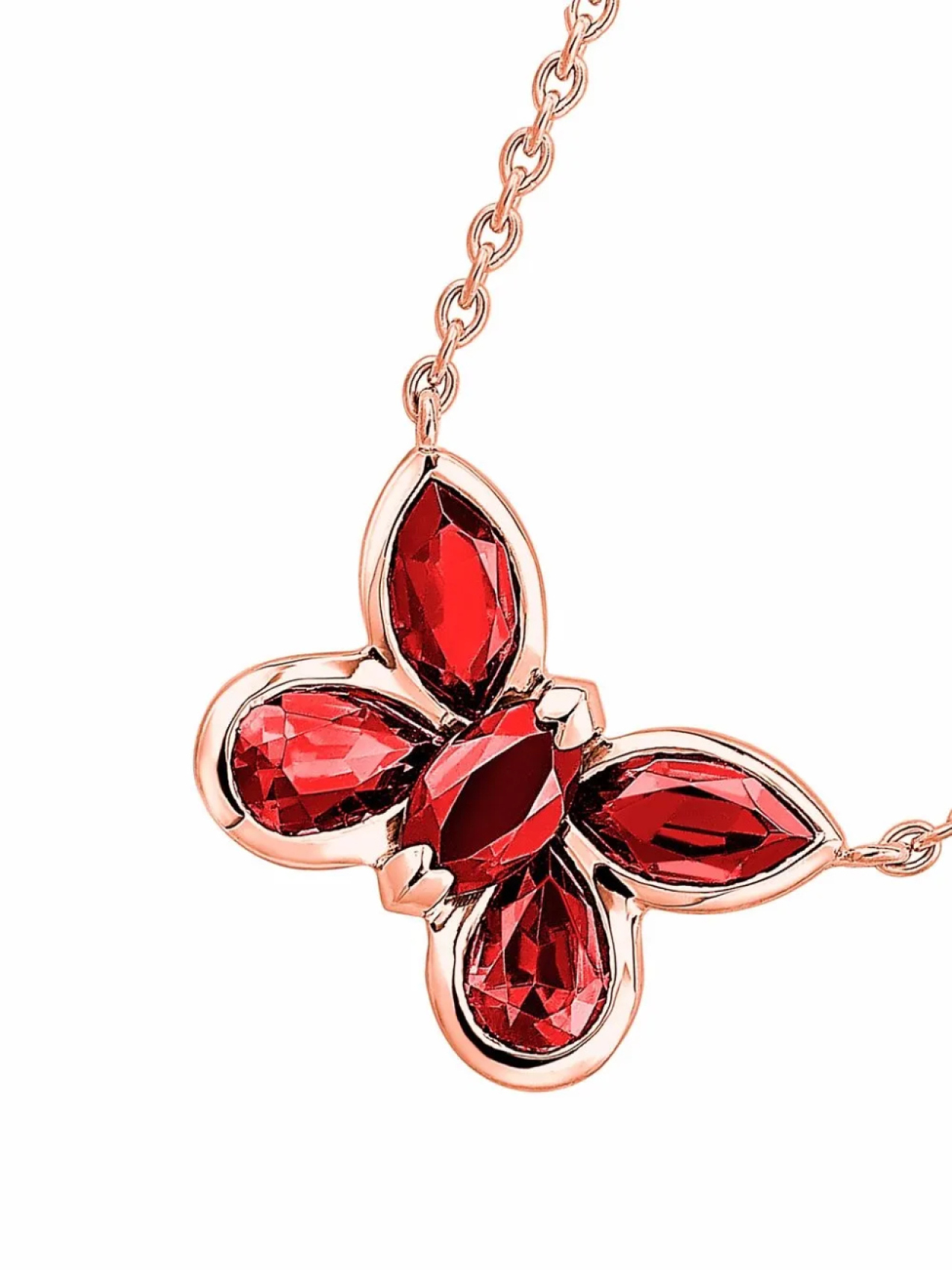 

Pragnell колье Butterfly из розового золота с рубинами, розовый