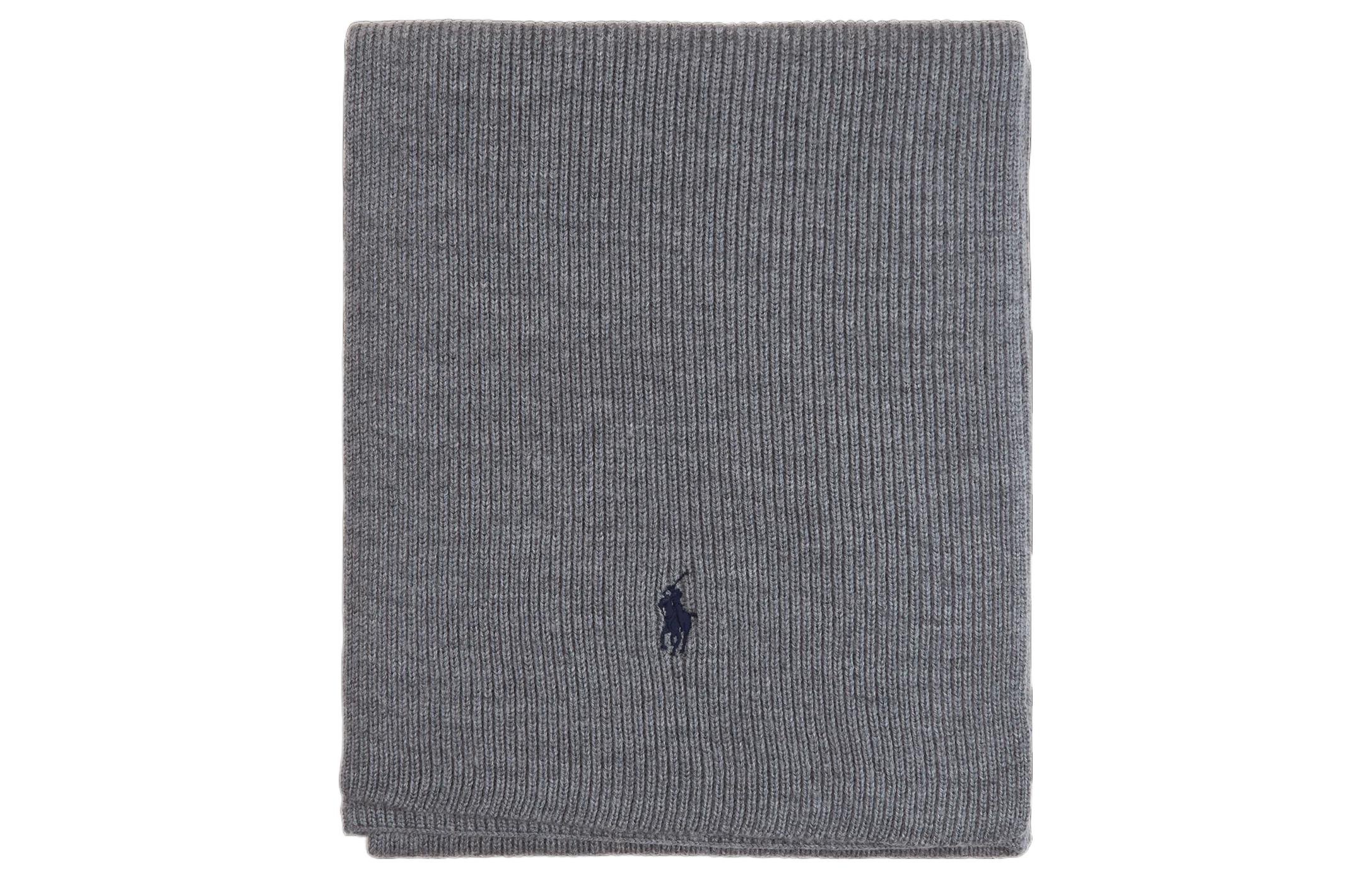 

Polo Ralph Lauren Вязаный шарф с ребристым узором и вышивкой пони, Gray