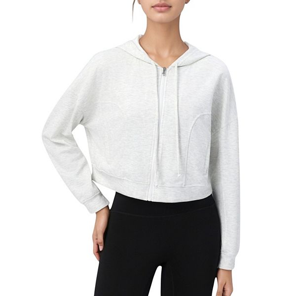 

Женская укороченная худи на молнии с длинными рукавами и кулиской Anna-Kaci, White, Белый, Женская укороченная худи на молнии с длинными рукавами и кулиской Anna-Kaci, White