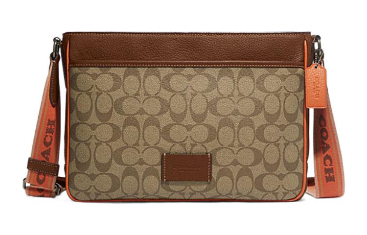 

Сумка через плечо из кожи коровы и ПВХ, мужская, цвет таун, COACH
