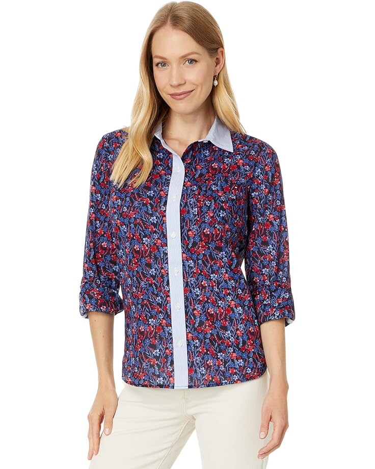 

Рубашка Tommy Hilfiger Floral Roll Tab, цвет Sky Captain/Scarlet