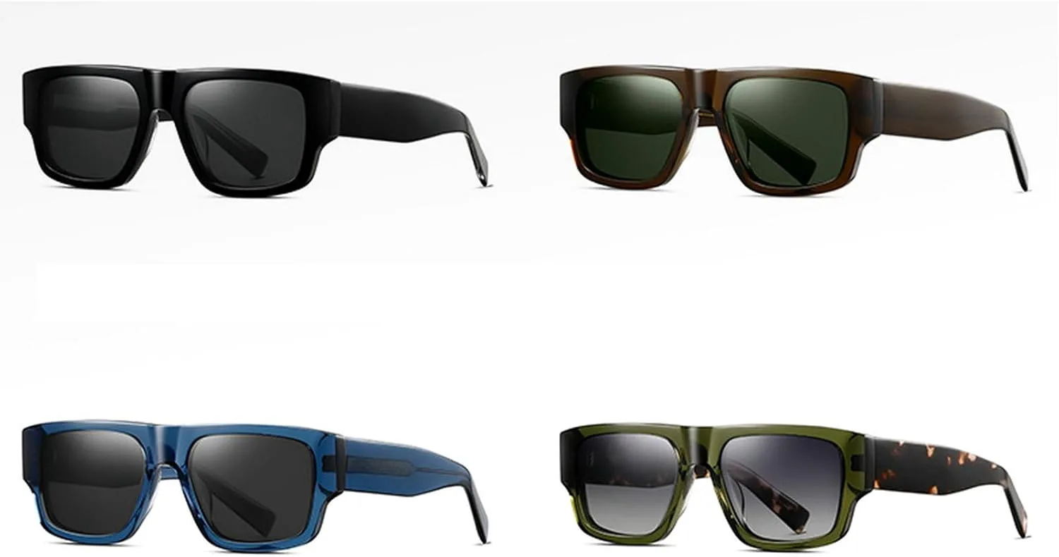 

Ретро поляризованные квадратные солнцезащитные очки для женщин и мужчин, массивные зеленые солнцезащитные очки в ацетатной оправе, винтажный стиль mincl, Green Gray