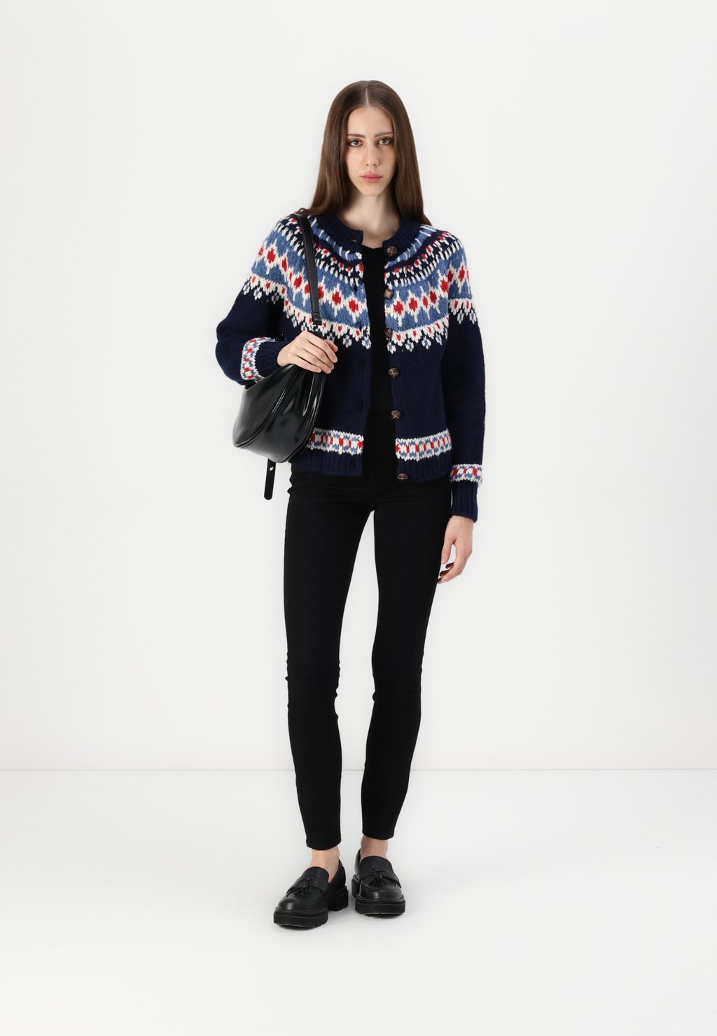 

Кардиган BOXY FAIR ISLE BDG Urban Outfitters, темно-синий