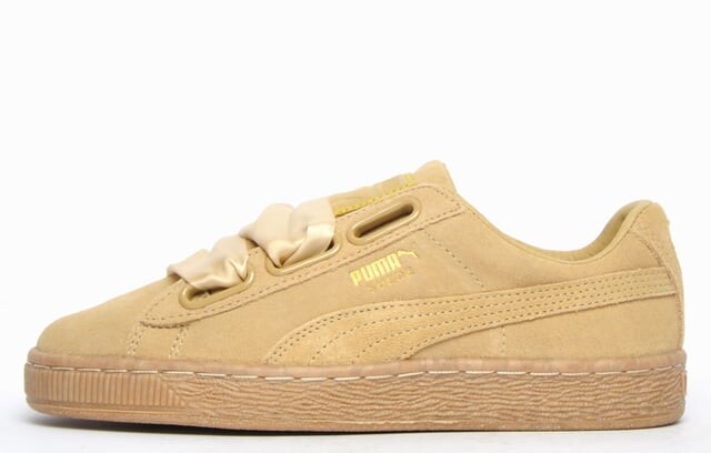 Замшевые женские коричневые кроссовки с леопардовым сердечком Puma, бежевый