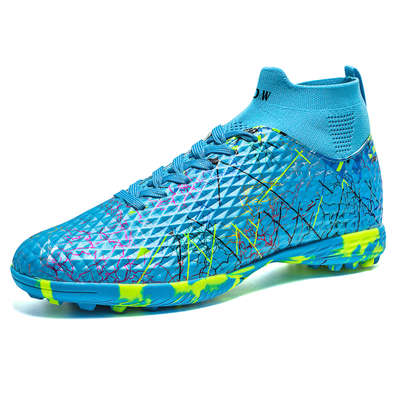 

Футбольные бутсы для детей и подростков среднего размера с амортизацией ударов и износостойкостью D&W, синий/зеленый