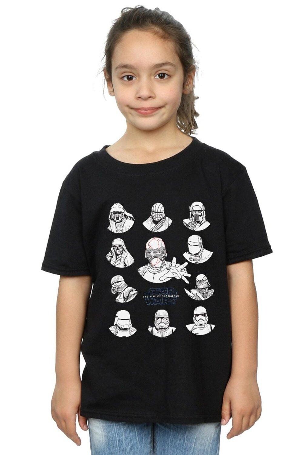 

Однотонная хлопковая футболка First Order Character Line Up Star Wars, черный