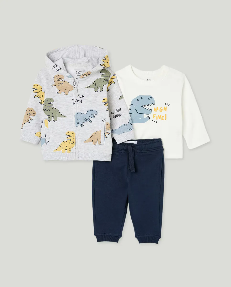 

Комплект из 3 предметов длинный с фантазийным принтом для мальчика Baby El Corte Inglés, светло-серый
