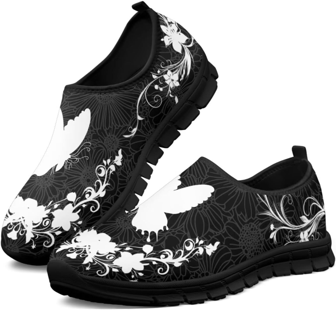 

Кожаные лоферы с принтом бабочки, стрекозы и пчелы, туфли и кроссовки для женщин и мужчин, подходящие для ходьбы и бега Ecaestolph, белый/черный