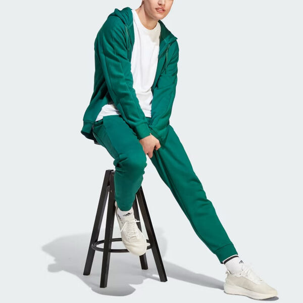Куртка для отдыха, толстовка из французского трикотажа с застежкой-молнией Adidas, зеленый — фото 4