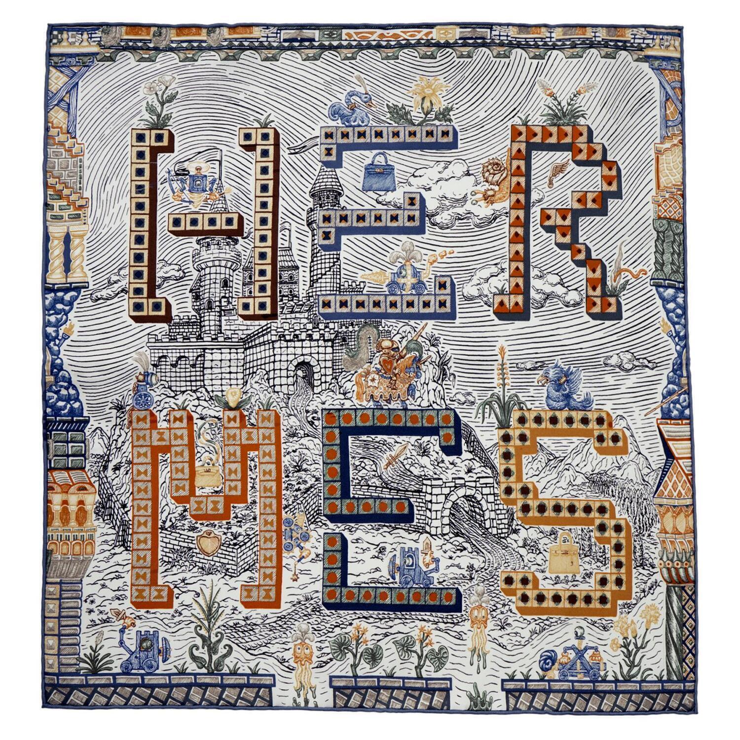 

Шелковый шарф Unisex серый HERMES