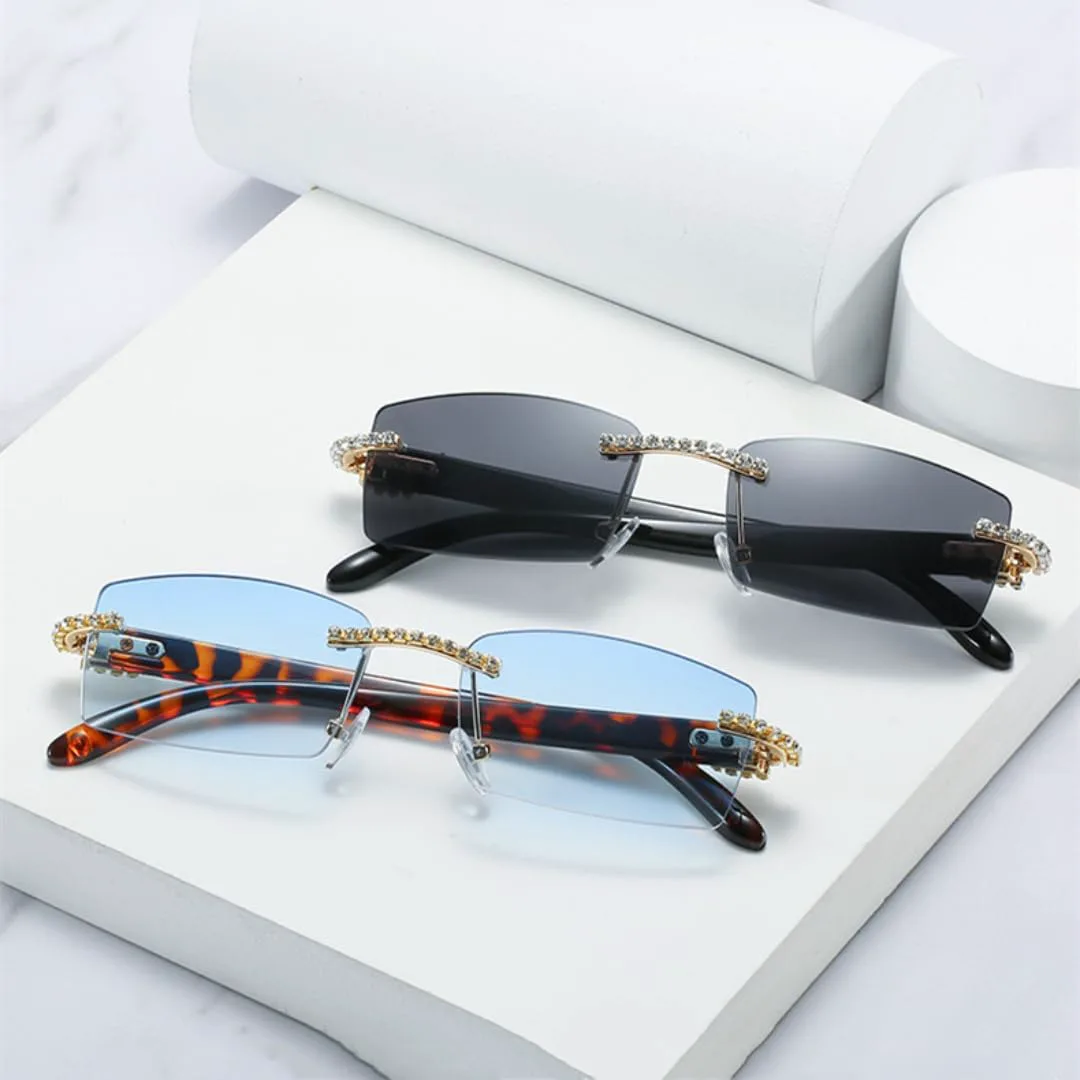 

Ретро-солнцезащитные очки без оправы, маленькие, прямоугольные, для мужчин и женщин, роскошные, винтажные, с защитой от УФ-излучения UV400 VFDHN, Pink Pink