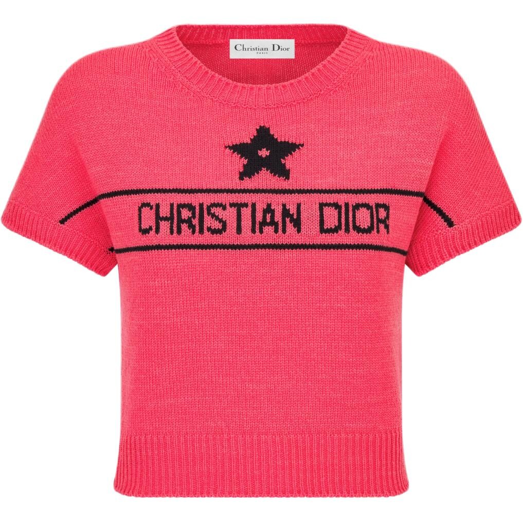 

Свитер женский Dior с короткими рукавами, розовый / черный