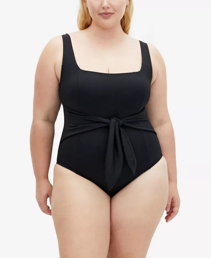 

Купальник Plus Size Sardinia Tie Front 1 Piece CITY CHIC, черный