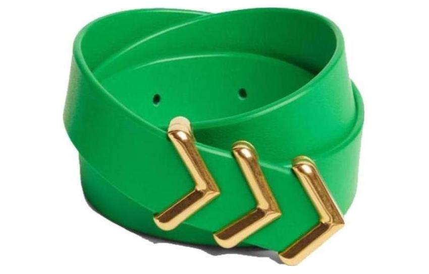 

Bottega Veneta Кожаный ремень с гладкой пряжкой в виде значка женский зеленый шириной 2 см, Green