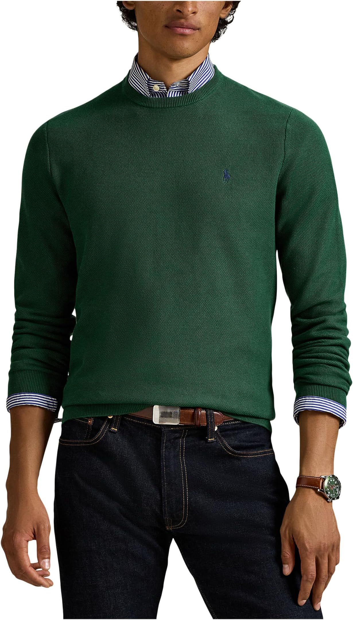 

Свитер Polo Ralph Lauren Men's Mesh-knit Cotton Crewneck Sweater, Vintage Pine