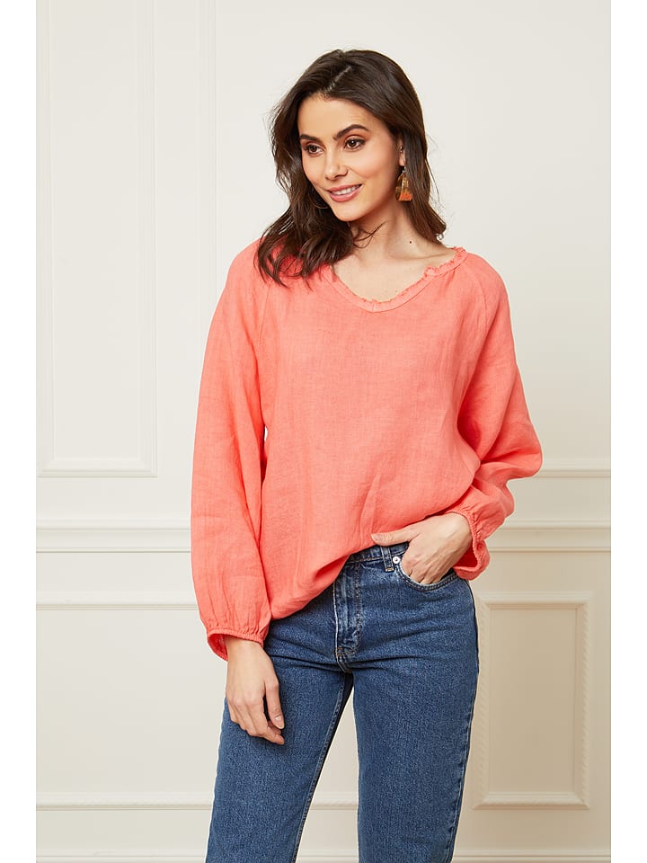 

Joséfine Льняная блузка "Celiane" кораллового цвета