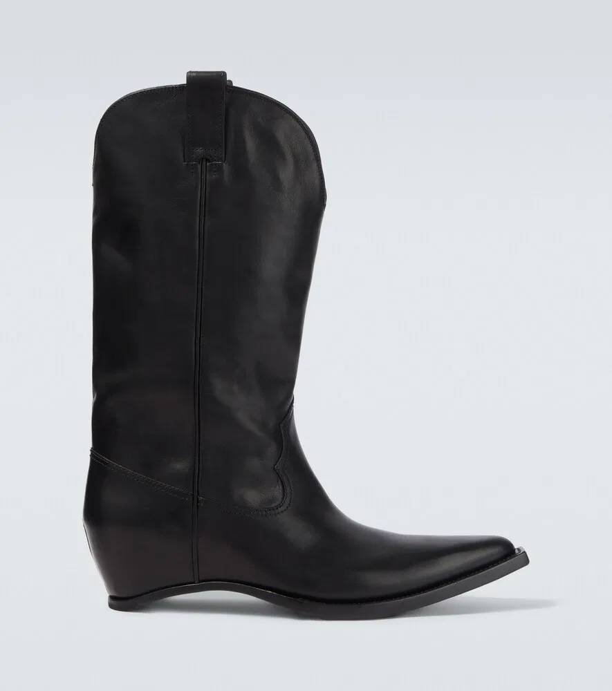 Кожаные ковбойские сапоги без каблуков Maison Margiela, черный