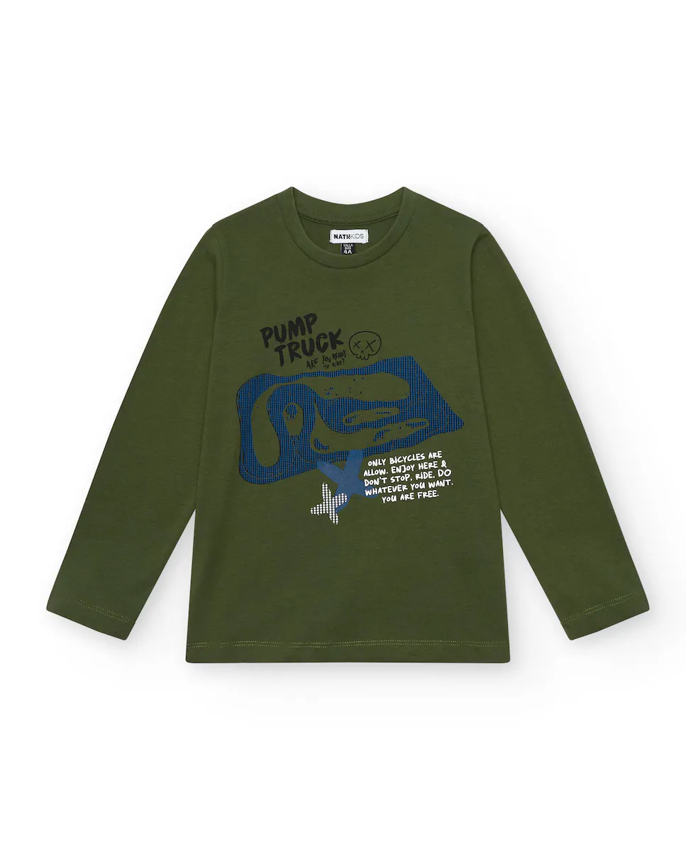 

Зеленая футболка для мальчика с принтом спереди Tuc tuc, цвет Kaki