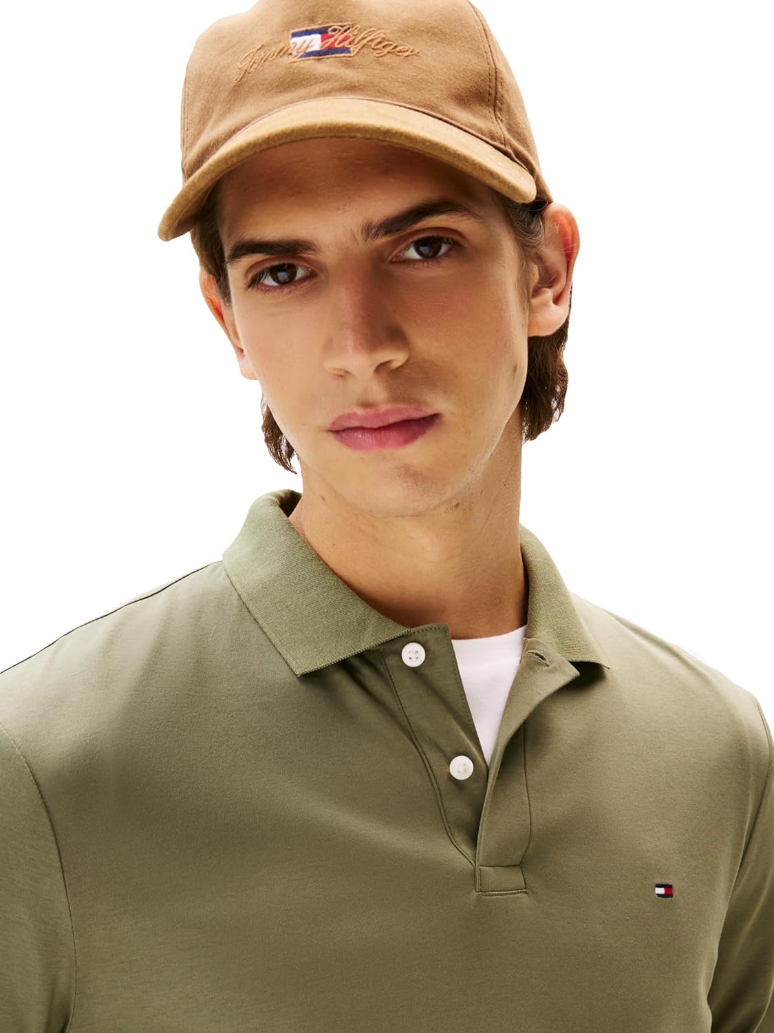 Мужские поло Tommy Hilfiger с длинным рукавом, классического кроя, с отделкой Liquid Cotton, Battle Green — фото 2