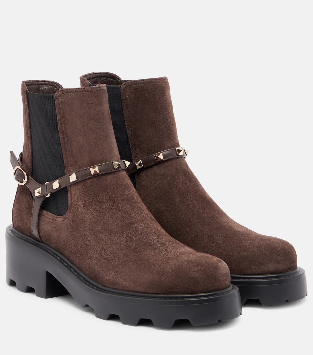 Замшевые ботинки челси Beatle Rockstud Valentino Garavani, Testa Di Moro