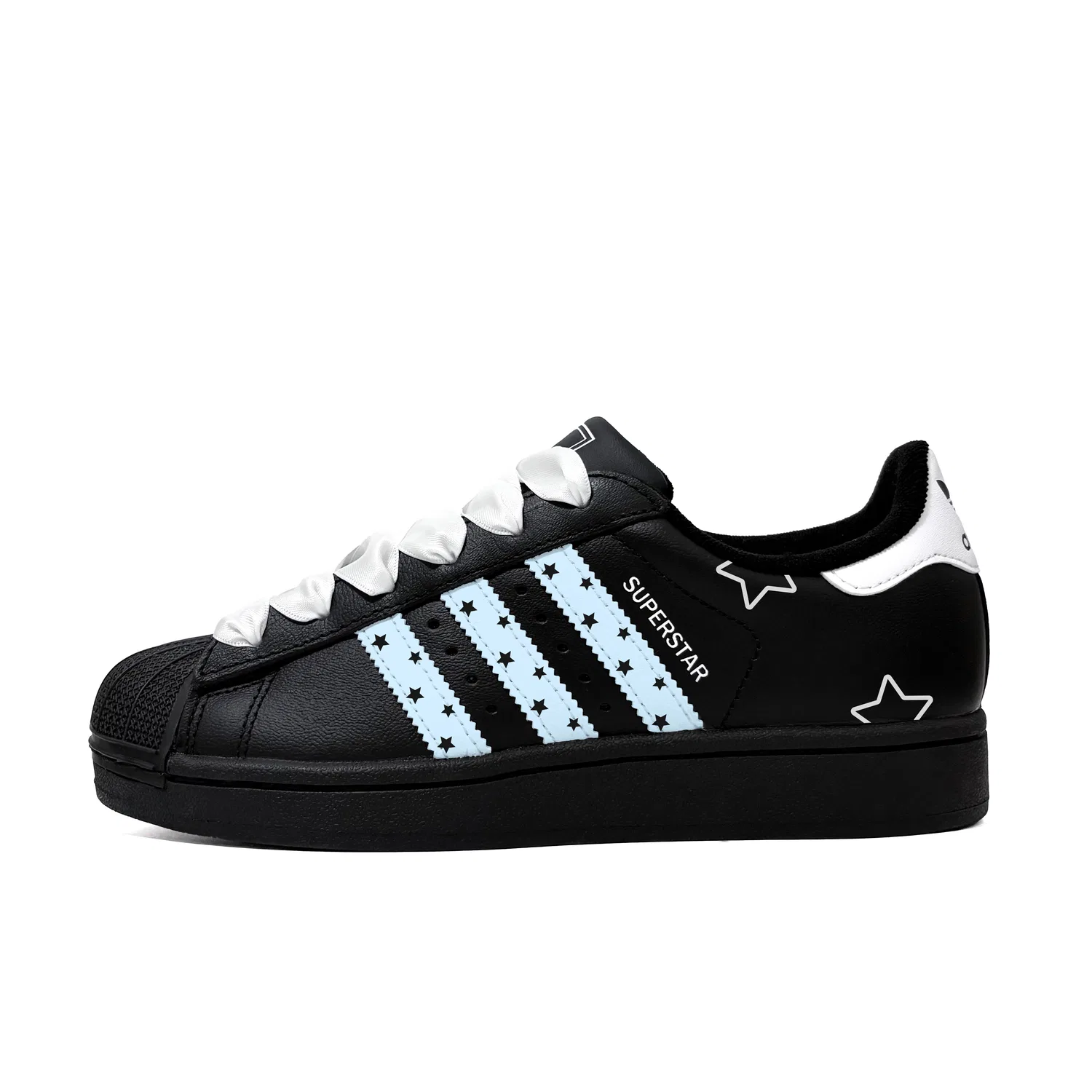 Кроссовки для скейтбординга Superstar 2 Starry Whispers Leather Low top Kids' Skateboarding Shoes Black Teenagers Adidas Originals